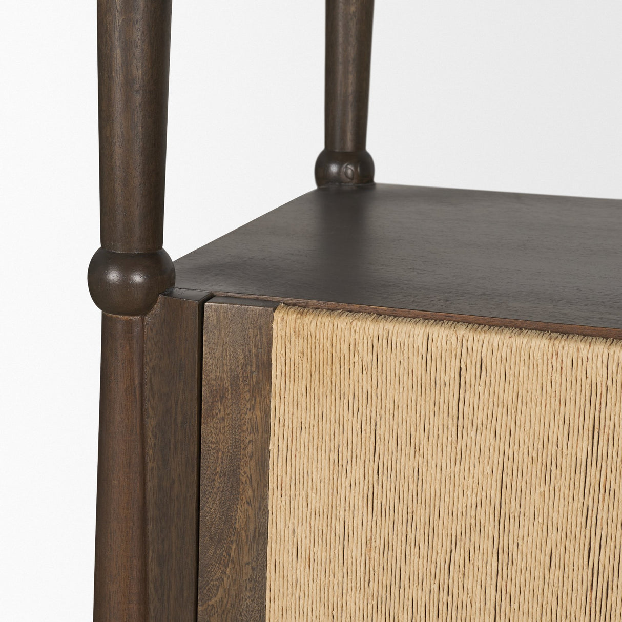 Bondi 2 Door Open Dark Brown Wood w/ Paper Rope Shelving Unit from Mercana - Luna Furniture