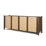 Bondi 85" Dark Brown Wood w/ Paper Rope 4 Door Closed Sideboard from Mercana - Luna Furniture