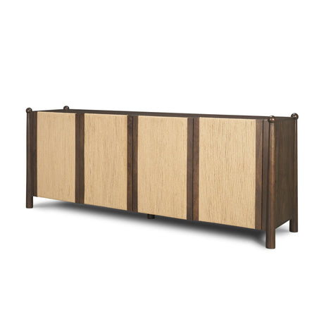 Bondi 85" Dark Brown Wood w/ Paper Rope 4 Door Closed Sideboard from Mercana - Luna Furniture