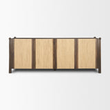 Bondi 85" Dark Brown Wood w/ Paper Rope 4 Door Closed Sideboard from Mercana - Luna Furniture