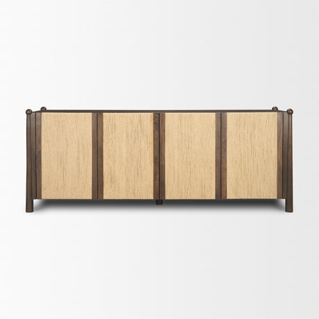 Bondi 85" Dark Brown Wood w/ Paper Rope 4 Door Closed Sideboard from Mercana - Luna Furniture