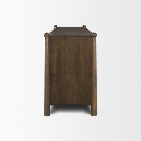 Bondi 85" Dark Brown Wood w/ Paper Rope 4 Door Closed Sideboard from Mercana - Luna Furniture