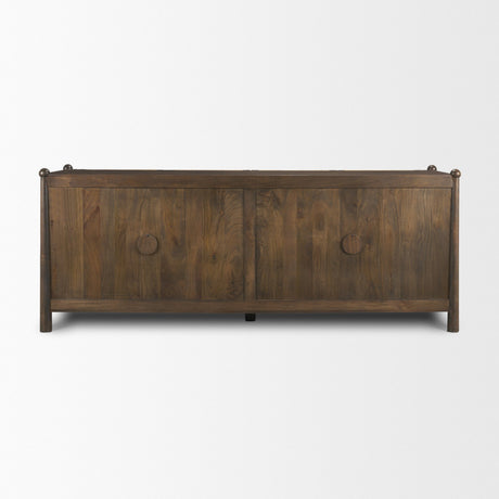 Bondi 85" Dark Brown Wood w/ Paper Rope 4 Door Closed Sideboard from Mercana - Luna Furniture