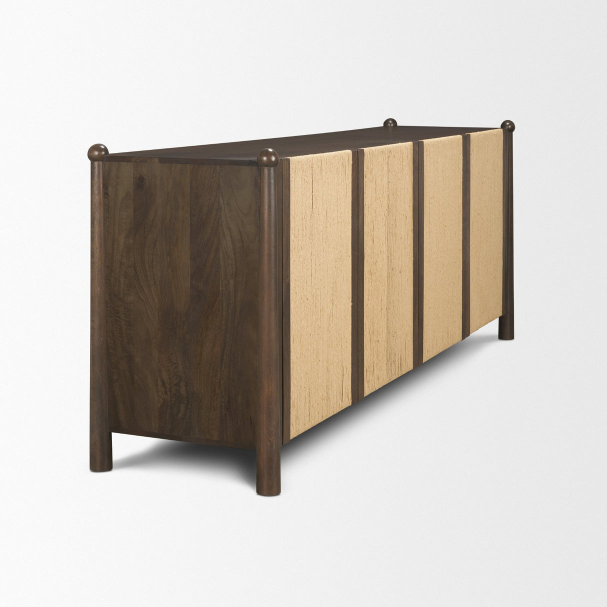 Bondi 85" Dark Brown Wood w/ Paper Rope 4 Door Closed Sideboard from Mercana - Luna Furniture