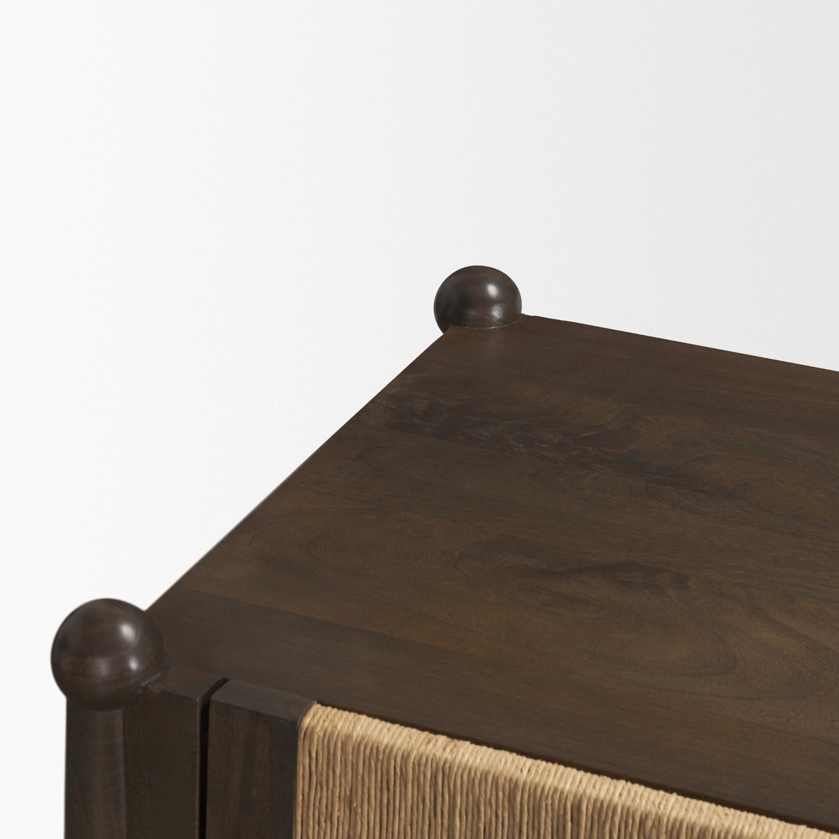 Bondi 85" Dark Brown Wood w/ Paper Rope 4 Door Closed Sideboard from Mercana - Luna Furniture
