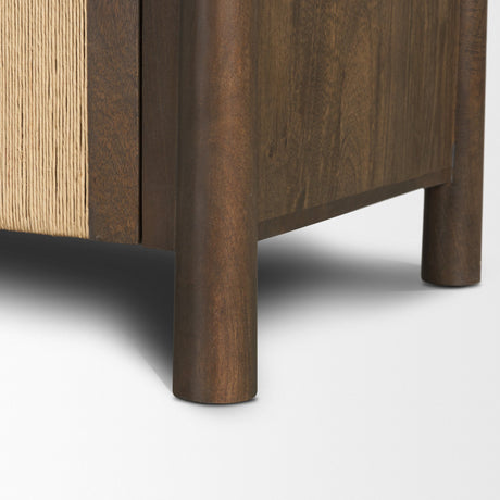 Bondi 85" Dark Brown Wood w/ Paper Rope 4 Door Closed Sideboard from Mercana - Luna Furniture
