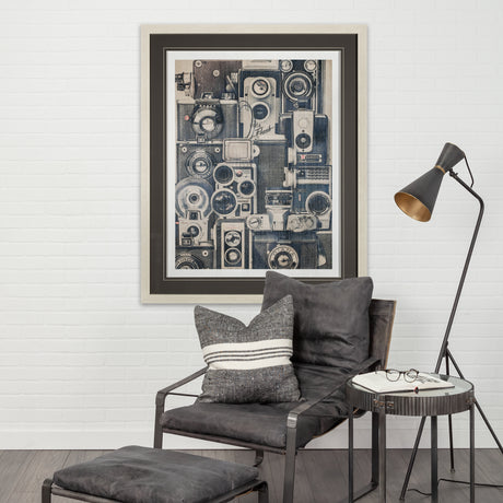 Vintage Cameras by Thomas Brown a Hand Embellished Textured Framed Art Print Matted under Glass from Mercana - Luna Furniture