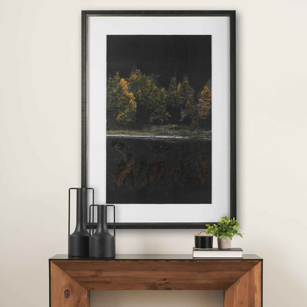 Water's Reflection-R by Chad Mackay a Hand Embellished Textured Framed Art Print Matted under Glass from Mercana - Luna Furniture