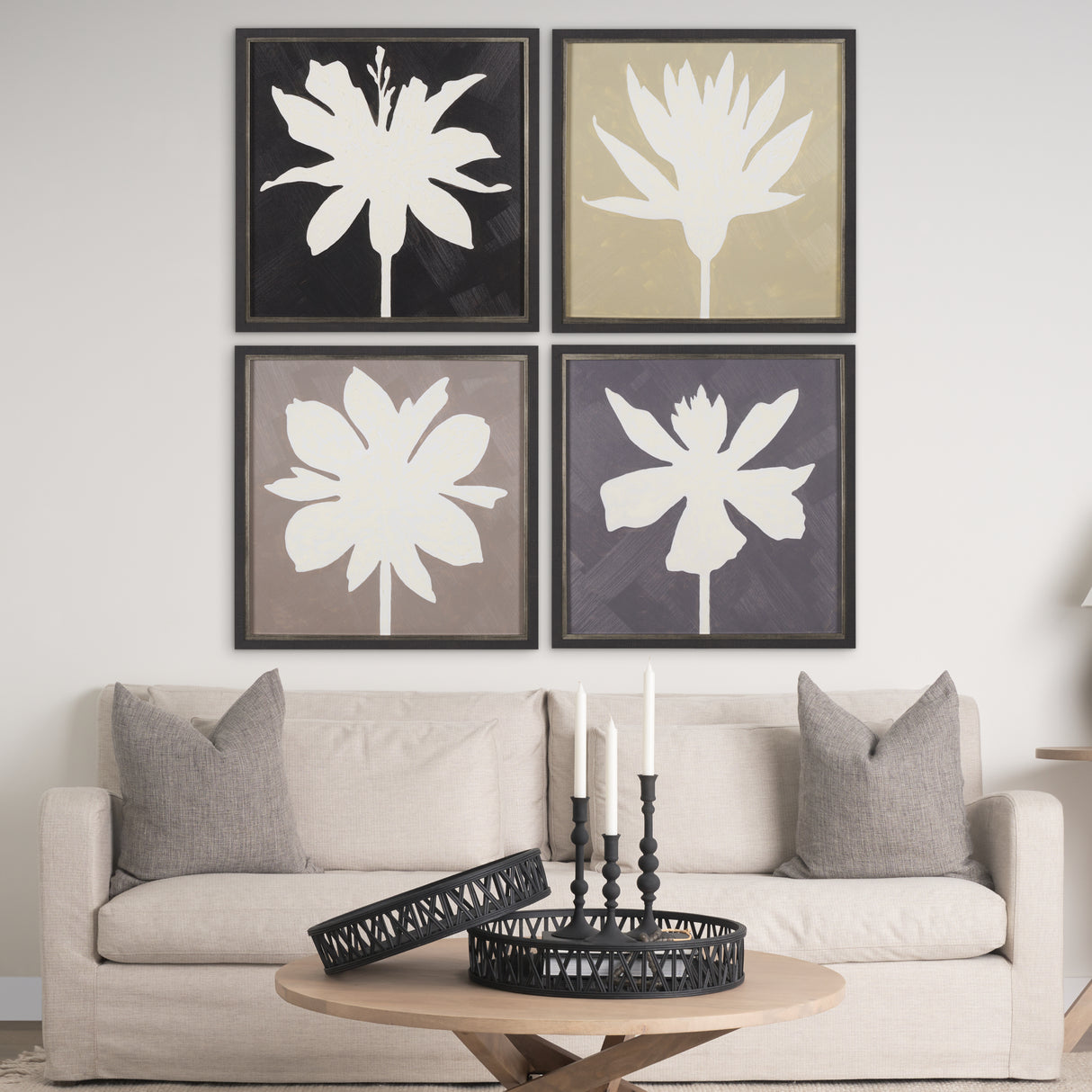 Floral Silhouettes II by Liz Jardine a Hand Embelished Textured Framed Art Print from Mercana - Luna Furniture