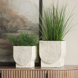 Medina Off White w/ Gold Antiquing Metal Planters (Set of 2) from Mercana - Luna Furniture