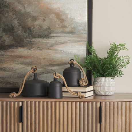 Quincy Medium Matte Black Metal Decorative Bell Object from Mercana - Luna Furniture