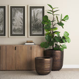 Aivana Large Antiqued Gold Metal Floor Vase from Mercana - Luna Furniture