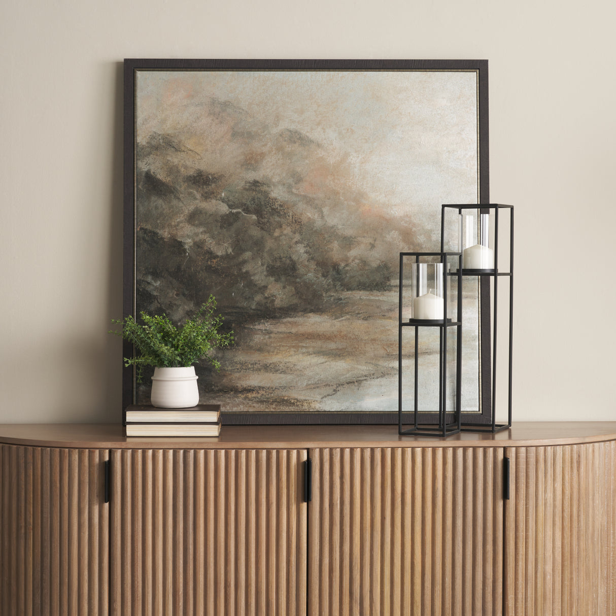 Cindy Set of 2 Matte Black Metal and Hurricane Glass Pillar Tabletop Candle Holders from Mercana - Luna Furniture