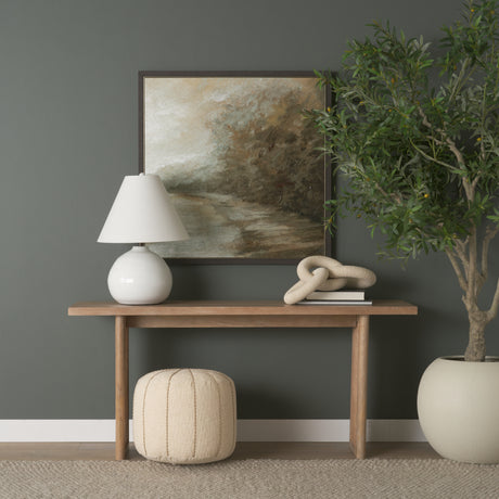 Sachi Beige w/ Stitching Pouf from Mercana - Luna Furniture