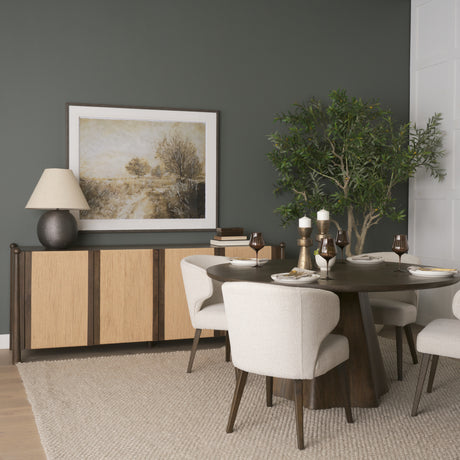 Bondi 85" Dark Brown Wood w/ Paper Rope 4 Door Closed Sideboard from Mercana - Luna Furniture