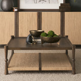 Bondi 42" Dark Brown Wood w/ Paper Rope Shelf Square Coffee Table from Mercana - Luna Furniture