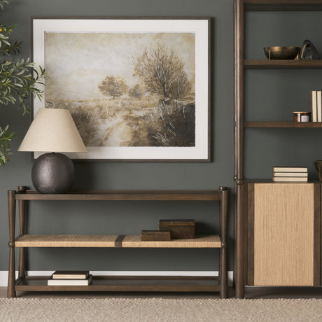 Bondi Dark Brown Wood w/ Paper Rope Shelf Console Table from Mercana - Luna Furniture