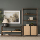Bondi 2 Door Open Dark Brown Wood w/ Paper Rope Shelving Unit from Mercana - Luna Furniture