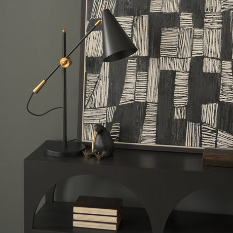 Fragon II(26"H) Black/Gold Metal Adjustable Cone Shade Table Lamp from Mercana - Luna Furniture