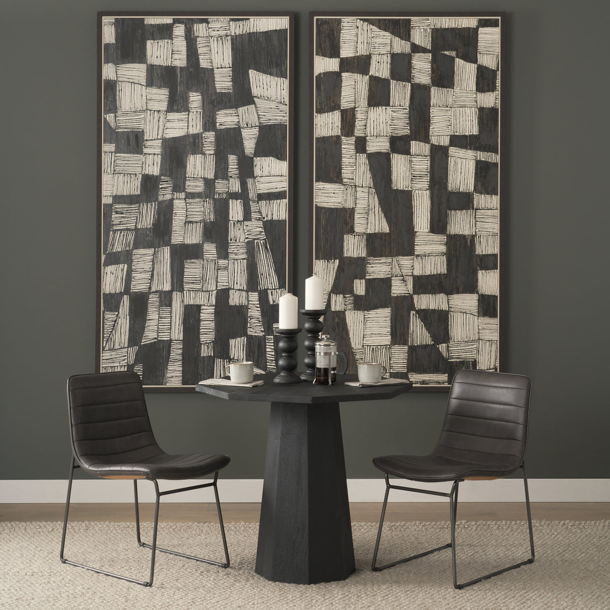 Thornton I Dark Brown Faux-Leather Seat Black Iron Frame Dining Chair, Set of 2 from Mercana - Luna Furniture