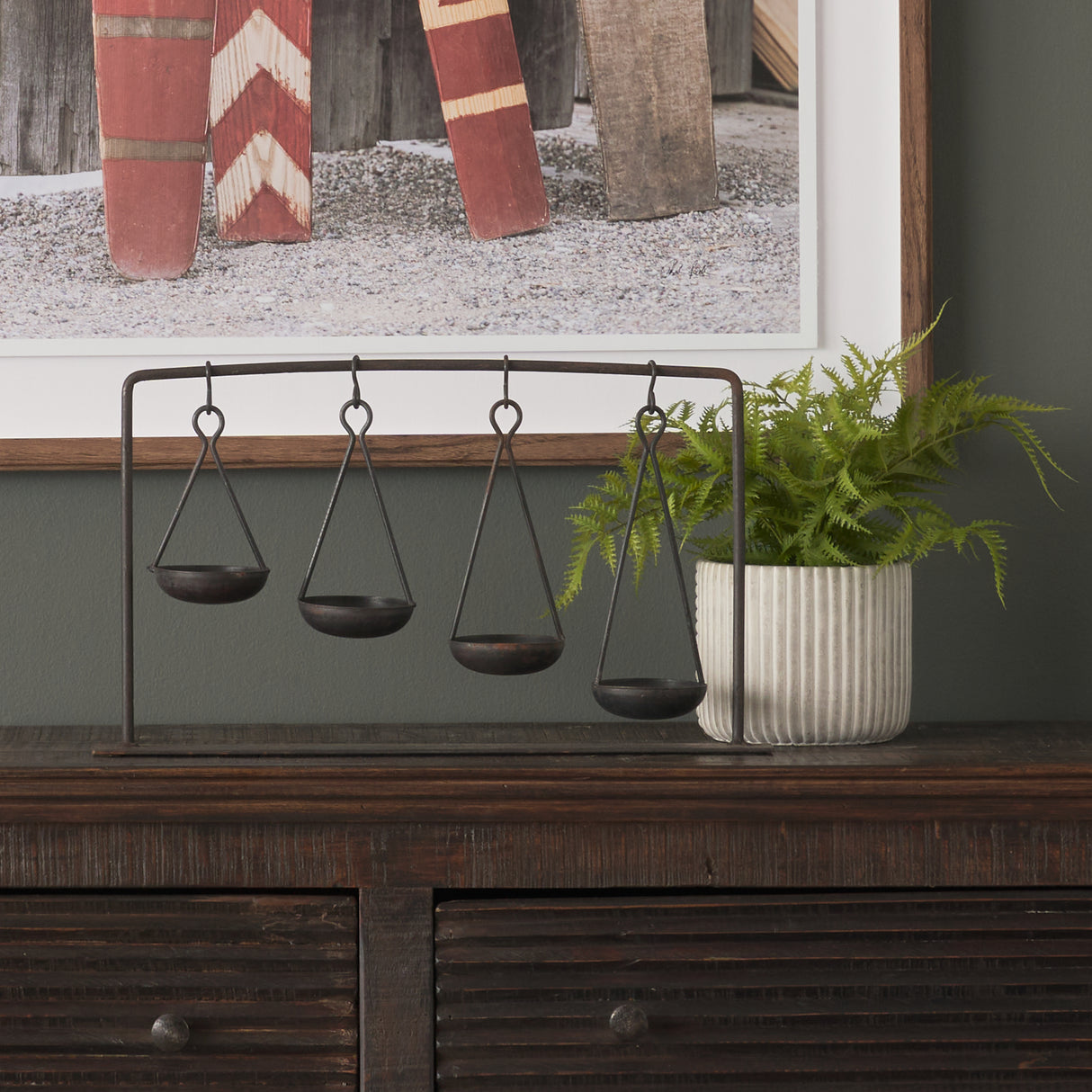 Enos 19L x 3W Black Metal 4 Bowl Ancient Spice Market Decorative Display from Mercana - Luna Furniture