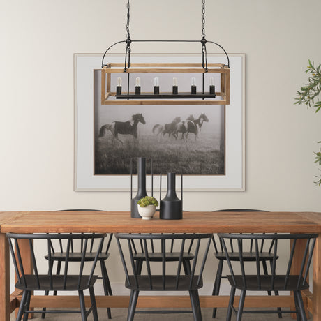 Josie (42"x14.5"x20") Natural Wood Chassis Six Light Chandelier from Mercana - Luna Furniture