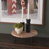 Cedric 15L x 15W x 6H Round Light Brown Wood w/ Black Metal Legs Decorative Display Stand from Mercana - Luna Furniture