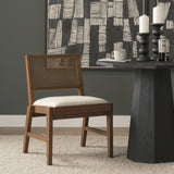 Reid Framed Brown Cane Cream Fabric Dining Chair, Set of 2 from Mercana - Luna Furniture