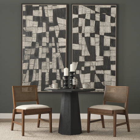 Reid Framed Brown Cane Cream Fabric Dining Chair, Set of 2 from Mercana - Luna Furniture