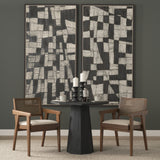 Reid Framed Brown Cane Cream Fabric Dining Armchair from Mercana - Luna Furniture