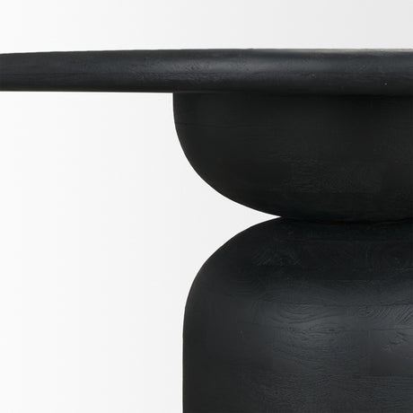 Atlas 60" Black Wood Stacked Pedestal Base Round Dining Table from Mercana - Luna Furniture