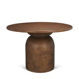 Atlas 42" Warm Mid-Brown Wood Stacked Pedestal Base Round Dining Table from Mercana - Luna Furniture