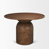 Atlas 42" Warm Mid-Brown Wood Stacked Pedestal Base Round Dining Table from Mercana - Luna Furniture