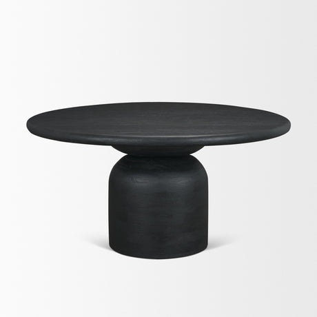 Atlas 60" Black Wood Stacked Pedestal Base Round Dining Table from Mercana - Luna Furniture