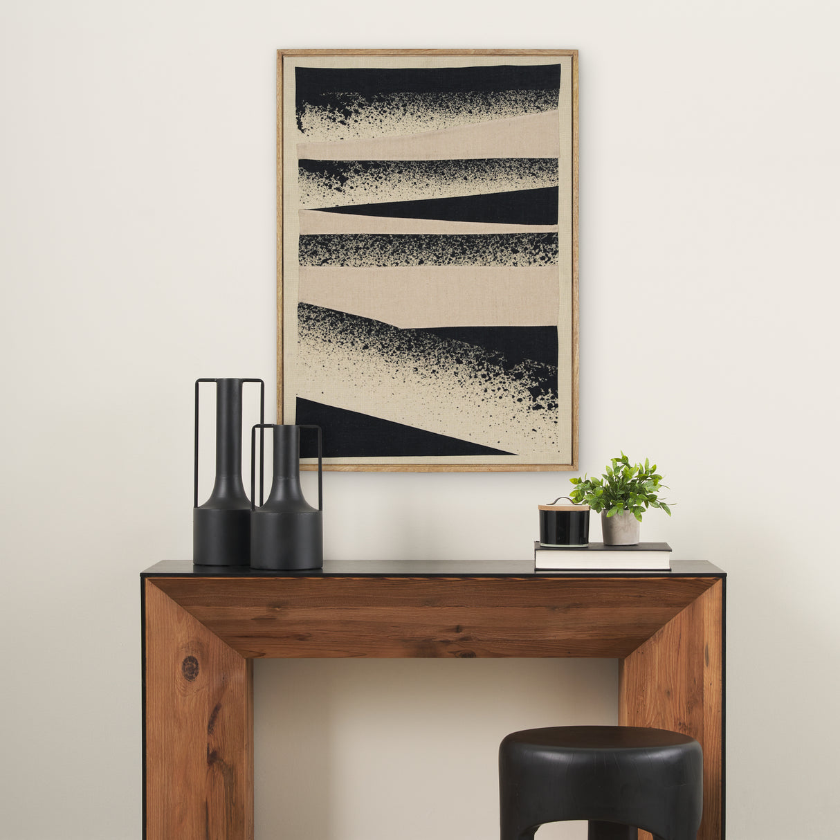 Revelin Small Fabric Collage Framed Linen Wall Art from Mercana - Luna Furniture