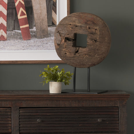 Incana 20L x 4W Natural Brown Reclaimed Wood Wheel Object from Mercana - Luna Furniture
