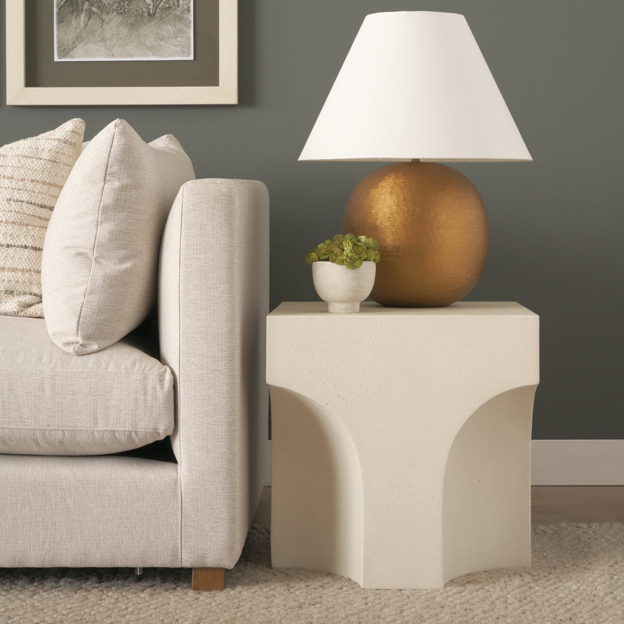 Bunda Square Sculptural Stone Finish Accent Table from Mercana - Luna Furniture