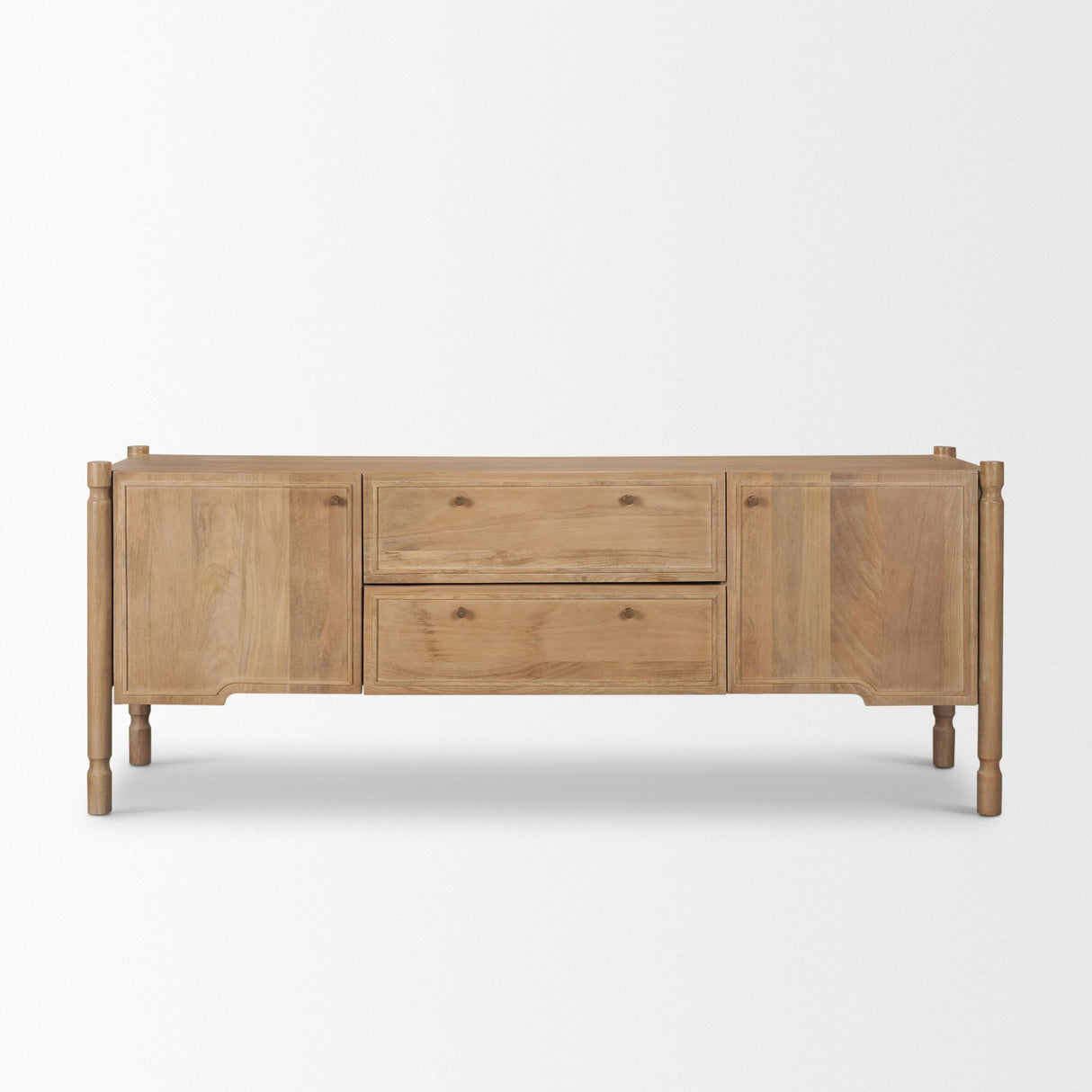 Phil Light Brown Wood 2 Door 1 Drawer w/ Pull Down Media Console from Mercana - Luna Furniture