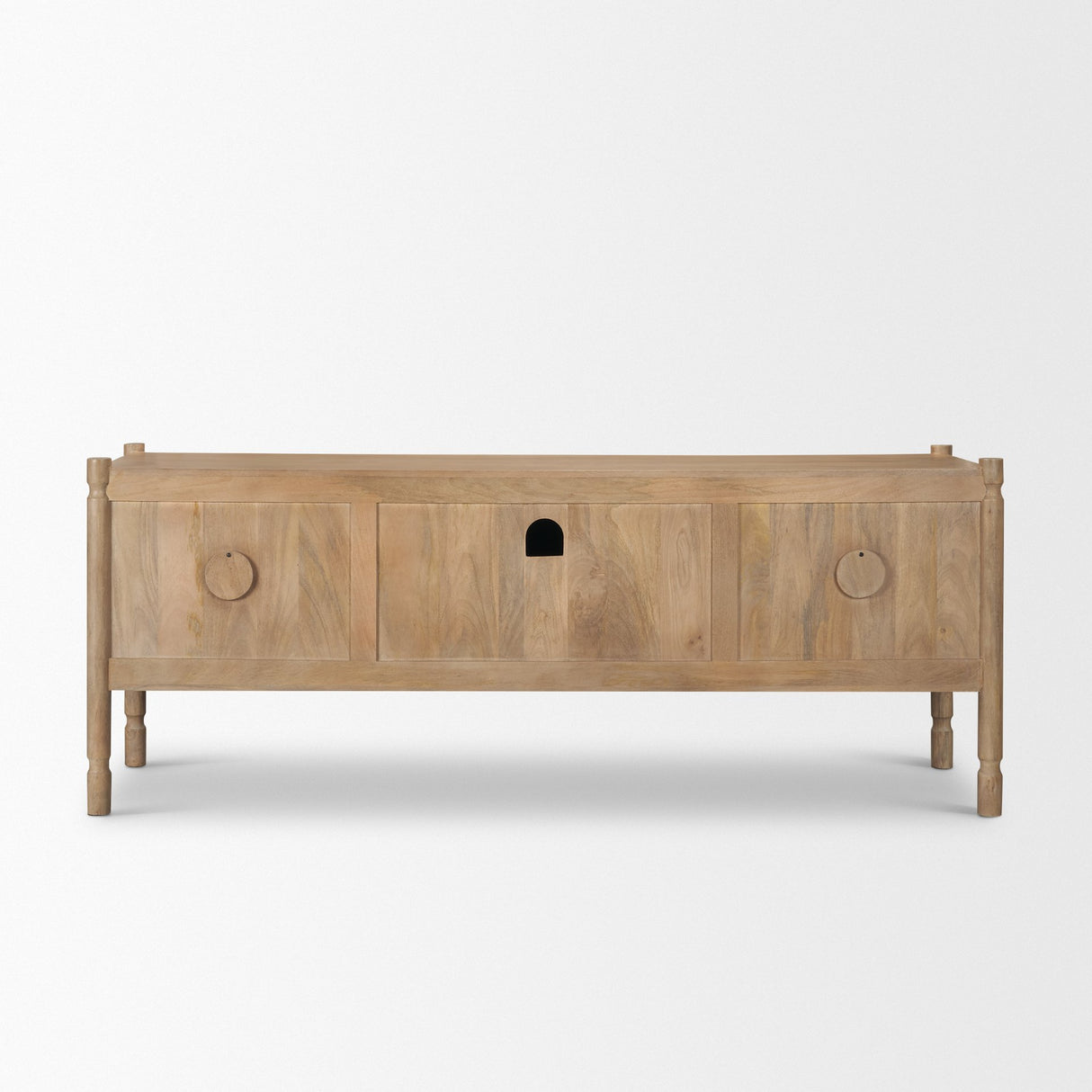 Phil Light Brown Wood 2 Door 1 Drawer w/ Pull Down Media Console from Mercana - Luna Furniture