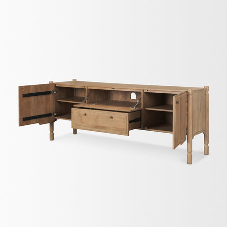 Phil Light Brown Wood 2 Door 1 Drawer w/ Pull Down Media Console from Mercana - Luna Furniture