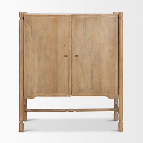 Phil Light Brown Wood 2 Door Bar Cabinet from Mercana - Luna Furniture