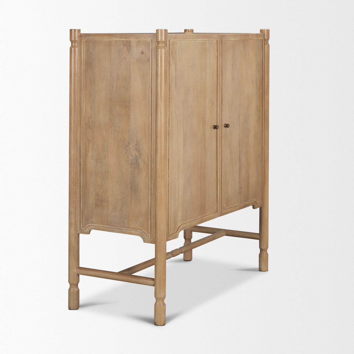 Phil Light Brown Wood 2 Door Bar Cabinet from Mercana - Luna Furniture