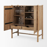 Phil Light Brown Wood 2 Door Bar Cabinet from Mercana - Luna Furniture