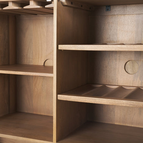 Phil Light Brown Wood 2 Door Bar Cabinet from Mercana - Luna Furniture