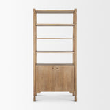Phil Light Brown Wood 2 Door 3 Shelves Open Shelving Unit from Mercana - Luna Furniture
