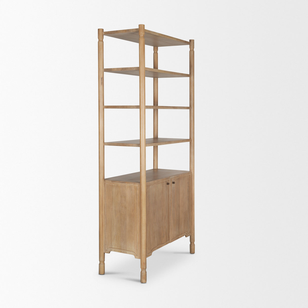 Phil Light Brown Wood 2 Door 3 Shelves Open Shelving Unit from Mercana - Luna Furniture