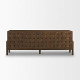 Trellyn Dark Brown Solid Wood 4-Door w/ Carved Woven Doors Closed Sideboard from Mercana - Luna Furniture