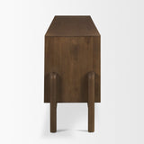 Trellyn Dark Brown Solid Wood 4-Door w/ Carved Woven Doors Closed Sideboard from Mercana - Luna Furniture