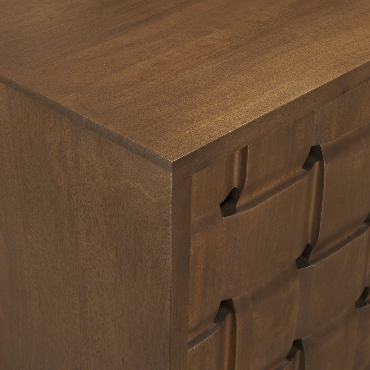 Trellyn Dark Brown Solid Wood 4-Door w/ Carved Woven Doors Closed Sideboard from Mercana - Luna Furniture