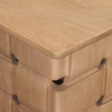 Trellyn Light Brown Wood w/ Carved Woven Base Square Accent Table from Mercana - Luna Furniture